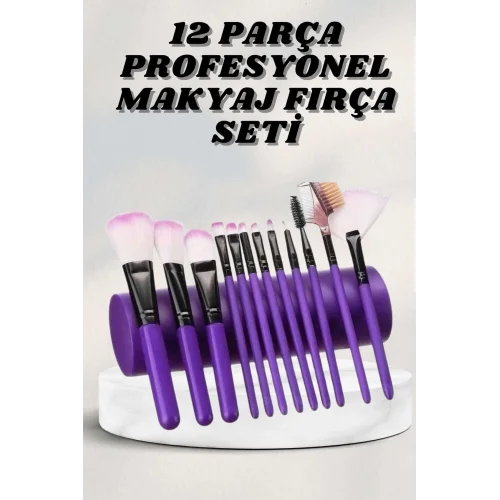 Mey İthalat® Makyaj Fırçası 12 Parça Set Yumuşak Uçlu Göz Makyajına Uygun Hafif ve Taşınabilir Çanta