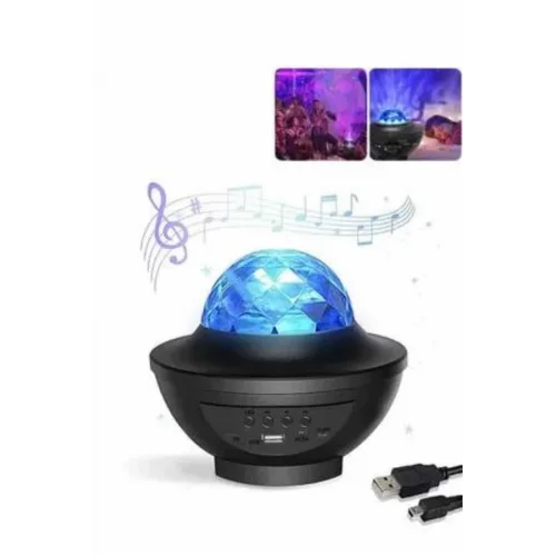 Mey İthalat® Masa ve Gece Lambası Renkli Projektör Işıklı Disko Topu Bluetooth Hoparlör