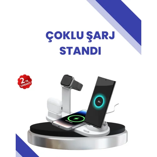 Mey İthalat® Masaüstü Düzenleyici 4’ü 1 Arada Kablosuz Şarj Aksesuarı