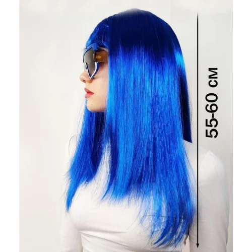 Mey İthalat® Mavi Renk Uzun Parti Peruğu