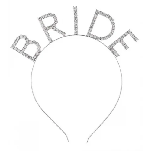 Mey İthalat® Mega Boy Kristal Taşlı Gümüş Bride Taç Gelin Tacı 20X21 cm