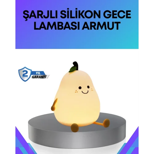 Mey İthalat® Modern Armut Gece Lambası Kablosuz Şarjlı LED Aydınlatma