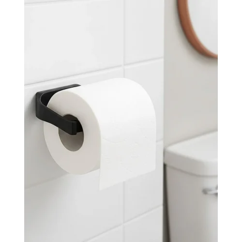 Mey İthalat® Modern Siyah Tuvalet Kağıtlığı Duvar Tipi Minimal Tasarım Peçetelik