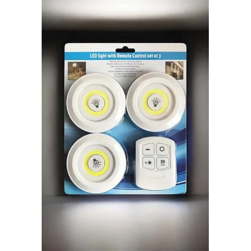 Mey İthalat® Mutfak Dolap Altı Işığı Uzaktan Kumandalı Yapışkanlı Kablosuz Pilli