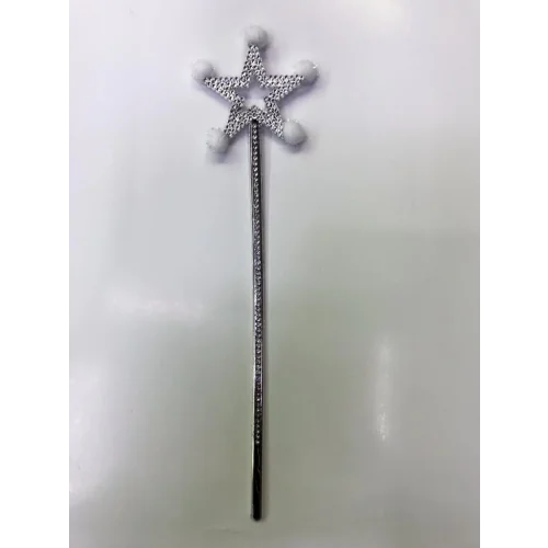 Mey İthalat® Yıldız Peri Asası Sihirli Değnek Beyaz Ponponlu