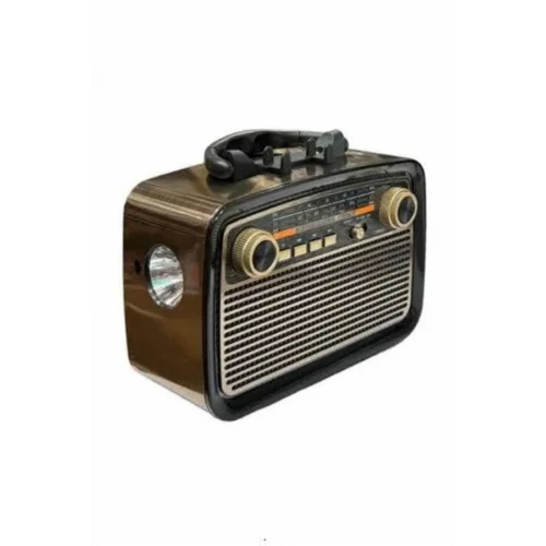 Mey İthalat® Nostalji Radyo Bluetooth Hoparlör USB-SD Kart Giriş Led Fener Işıklı Bataryalı Pilli