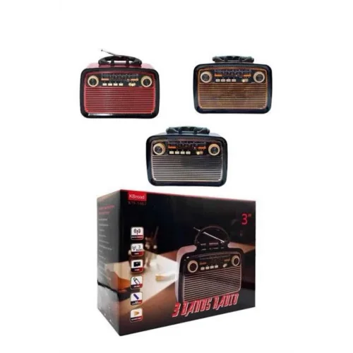 Mey İthalat® Nostaljik Görünümlü Ahşap Radyo TF SD USB Girişli Led Fener Işıklı