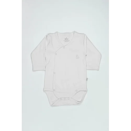 Mey İthalat®   Organik Natural Basic Style Kruvaze Uzun Kol Body BS17102 Beyaz