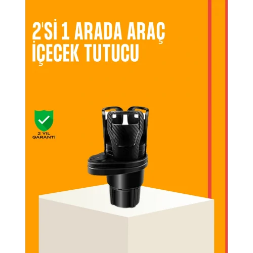 Mey İthalat® Oto Bardak Tutucu 360° Döner Çift Bölmeli Karbon Fiber Tasarım