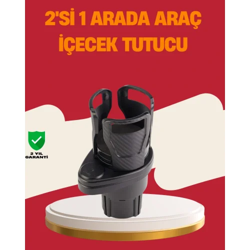 Mey İthalat® Otomobil Bardak Tutucu İkisi Bir Arada 360° Dönebilen Geniş Kapasiteli