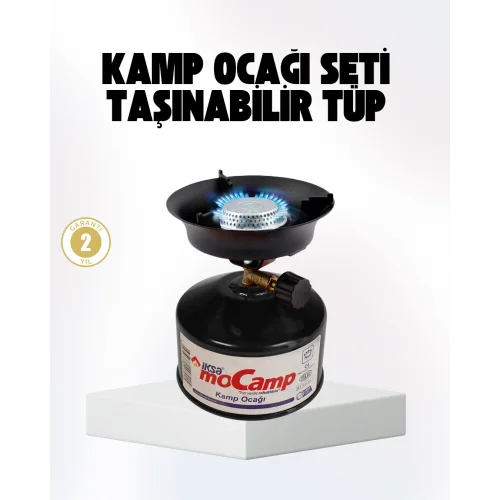 Mey İthalat® Outdoor Kamp Ocağı Gazlı Taşınabilir Pişirme Seti Üç Ayaklı Denge Aparatlı