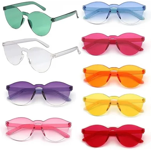 Mey İthalat® Oval Şekilli Çerçevesiz Parti Gözlüğü 6 Renk 6 Adet