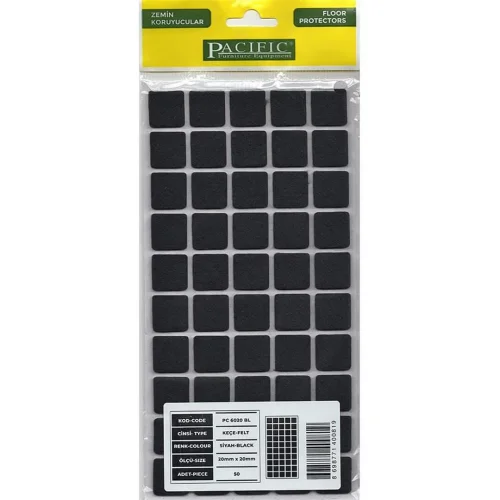 Mey İthalat® Pacific 6020 BL Yapışkanlı Keçe  20 mm X 20 mm Siyah