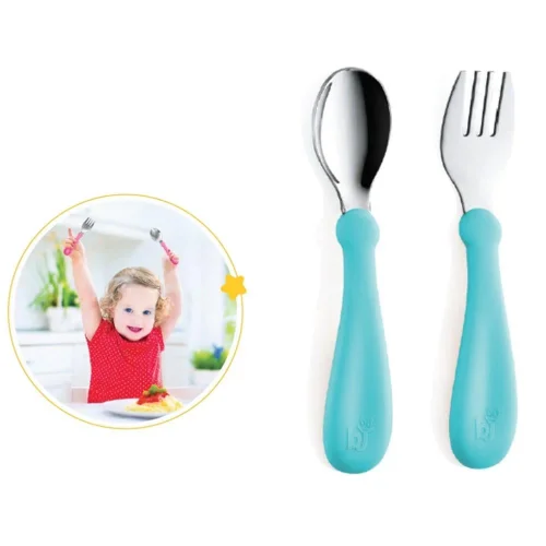 Mey İthalat®  Paslanmaz Çelik Çatal Kaşık Seti 522 Turkuaz