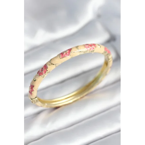 Mey İthalat® Pembe Renk Detaylı Mineli Kelepçe