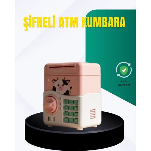 Mey İthalat® Pembe Şifreli Eğitici ATM Kasa Çocuk Kumbarası