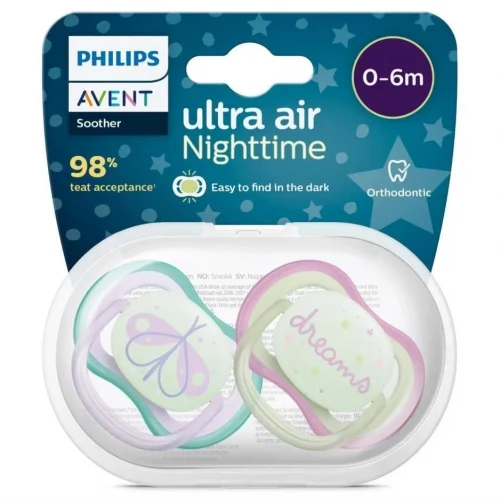 Mey İthalat®   Ultra Air Gece Emzik 0-6 Ay Kız
