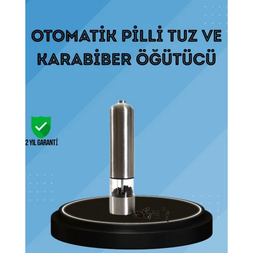 Mey İthalat® Pilli Baharat Değirmeni Karabiber Tuz ve Baharat Öğütücü
