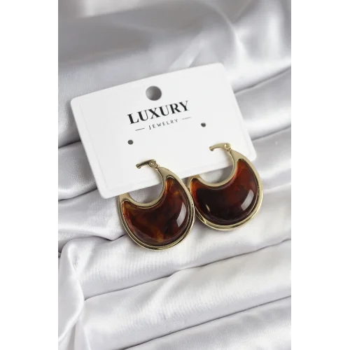 Mey İthalat® Pirinç Gold Kahverengi Renk Vintage Kadın Küpe