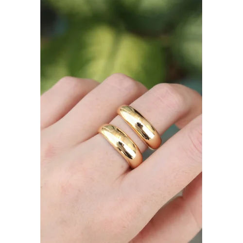 Mey İthalat® Pirinç Gold Renk Ayarlanabilir Şerit Yüzük