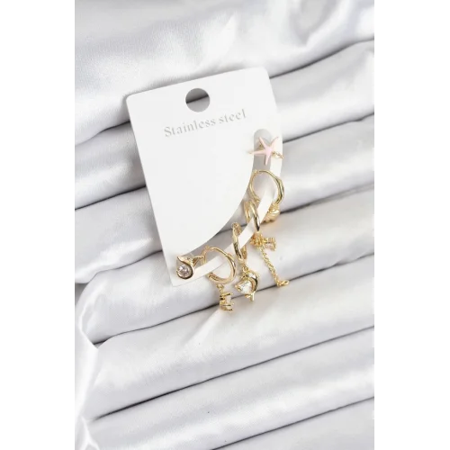 Mey İthalat® Pirinç Gold Renk Set Küpe