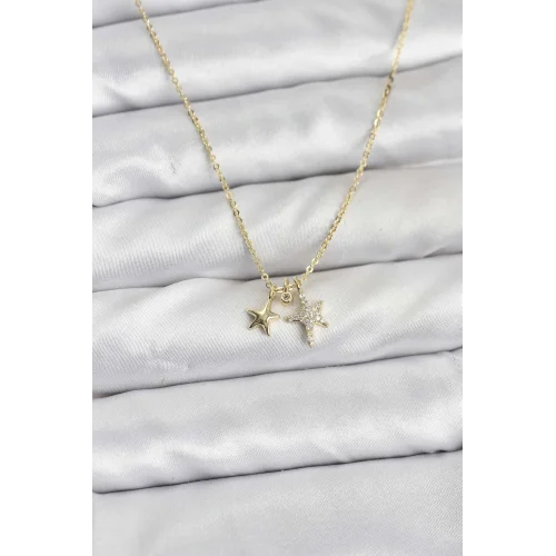 Mey İthalat® Pirinç Gold Renk Yıldız Minimal Kadın Kolye