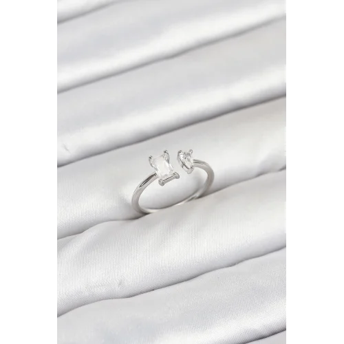 Mey İthalat® Pirinç Gold Renk Zirkon Taşlı Kadın Yüzük