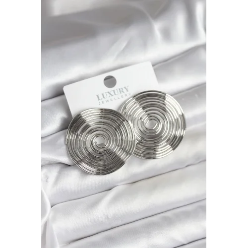Mey İthalat® Pirinç Gümüş Renk Circle Model Kadın Küpe