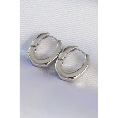 Mey İthalat® Pirinç Gümüş Renk Kalın Kemik Model Küpe