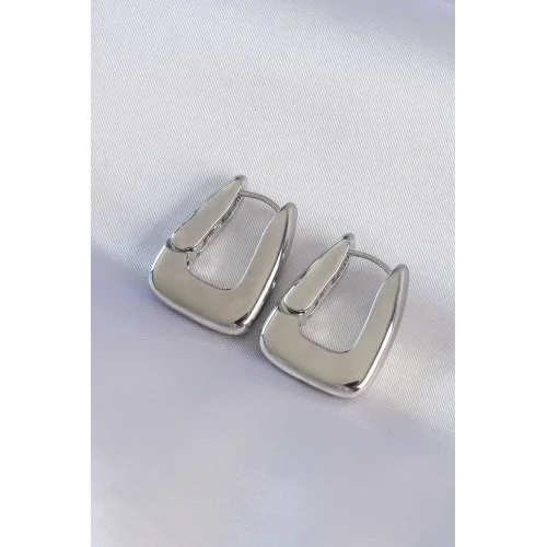 Mey İthalat® Pirinç Gümüş Renk Kalın Küpe