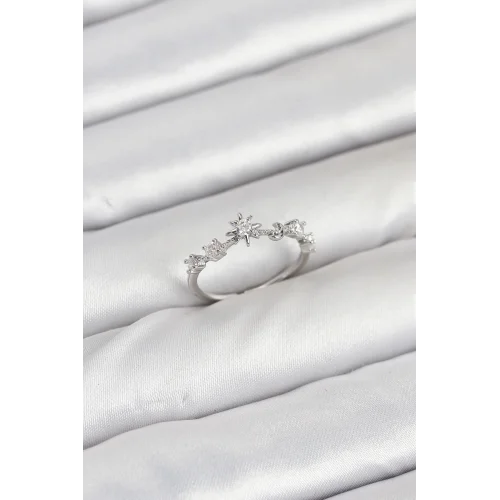 Mey İthalat® Pirinç Gümüş Renk Manifest Kadın Yüzük