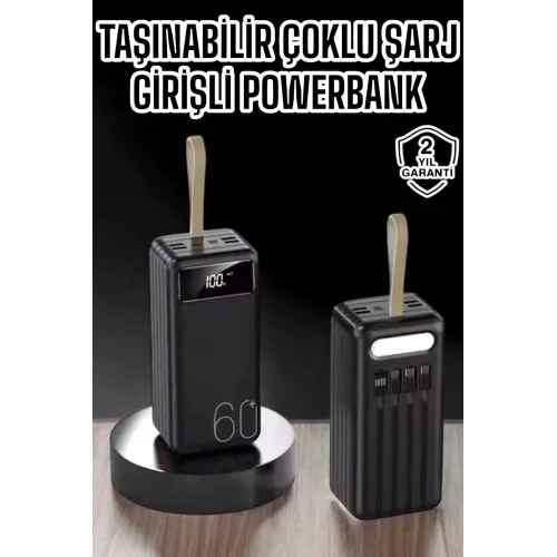 Mey İthalat® Powerbank 60.000 MAH 4 Portlu Uzun Şarj Süreli Dijital Göstergeli