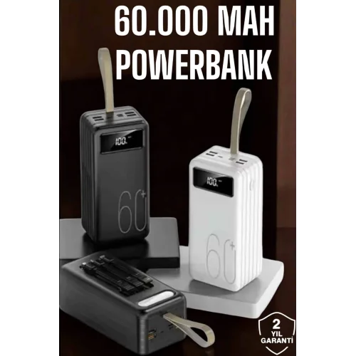 Mey İthalat® Powerbank 60.000 MAH Dijital Göstergeli 4 Portlu Taşınabilir