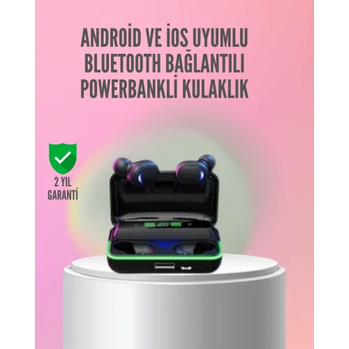 Mey İthalat® Powerbank Özellikli Bluetooth 5.1 Kulaklık Oyun ve Müzik İçin