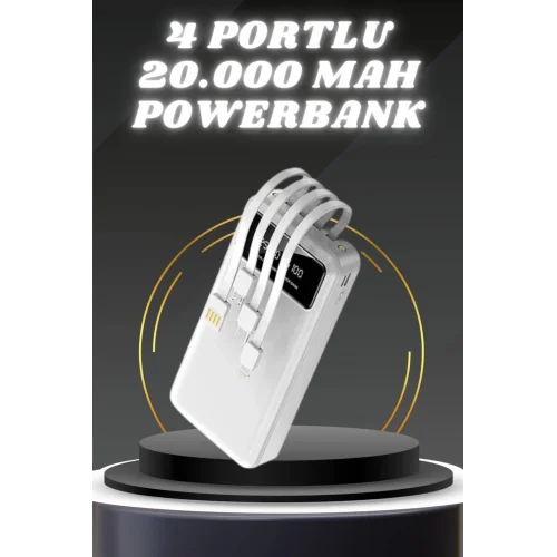 Mey İthalat® Powerbank Şarj Cihazı 4 Çıkışlı 20.000 MAH Powerbank Kompakt Yüksek Kapasiteli Hızlı Şarj