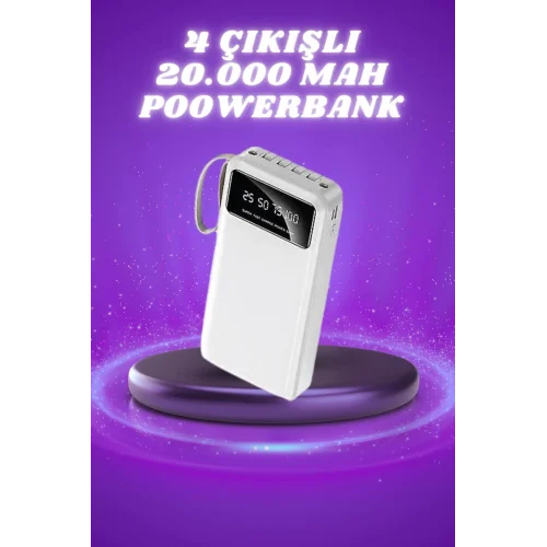 Mey İthalat® Powerbank Şarj Cihazı 4 Çıkışlı 20.000 MAH Powerbank Taşınabilir Çoklu Giriş