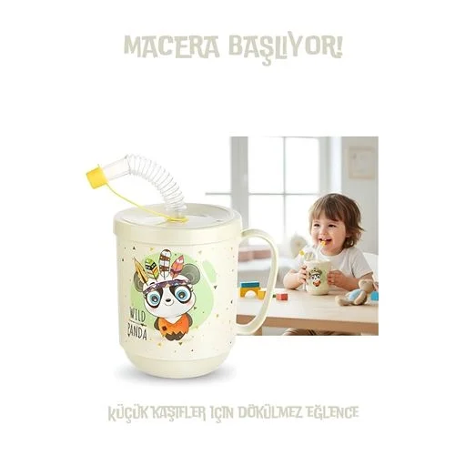 Mey İthalat® Premium Pipetli Çocuk Bardağı 350 ml -Alıştırma Bardağı ve Suluk