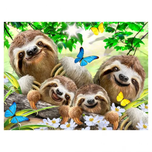 Mey İthalat® Prime 3D Tembel Hayvan Pelüş ve Selfie 48 Parça Puzzle 15804