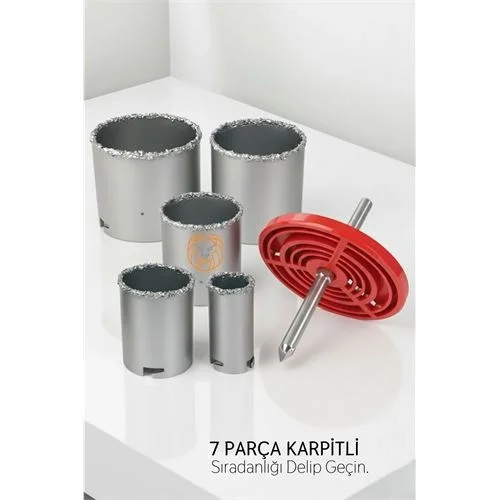 Mey İthalat® Profesyonel 7 Parça Elmas Karbür Buat Açma Seti - Darbeli ve Delici Uyumlu Panç Seti