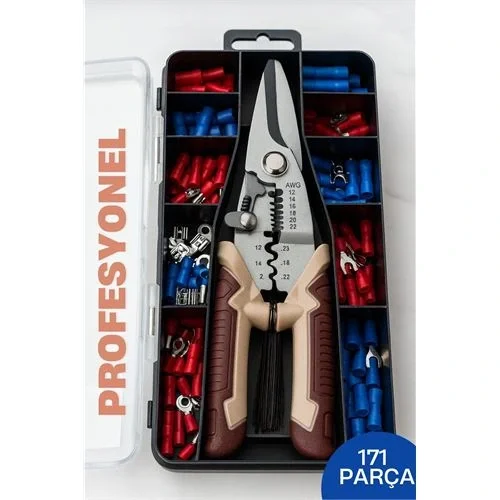 Mey İthalat® Profesyonel Tel Soyma ve Sıkma Pensesi Seti – 8 Otomatik, Kablo Konnektörlü