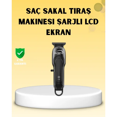 Mey İthalat® Profesyonel Tıraş Makinesi LCD Ekranlı Turbo Mod ve Güçlü Motor