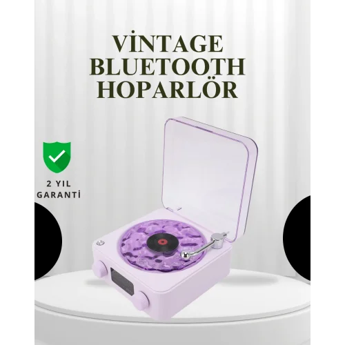 Mey İthalat® Projektörlü Gece Lambalı Retro Hoparlör – Taşınabilir Bluetooth Speaker