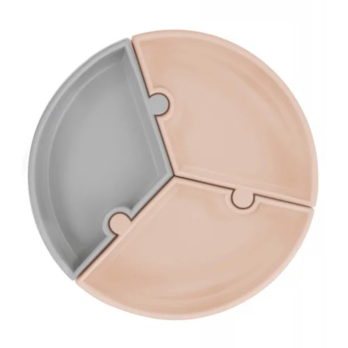 Mey İthalat®   Puzzle Vakum Tabanlı Silikon Tabak Bubble Beige / Powder Grey