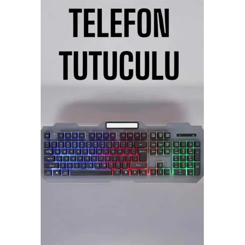 Mey İthalat® Q Klavye RGB Işıklı Klavye Ve Mouse Seti Kablolu Mouse Hediyeliş