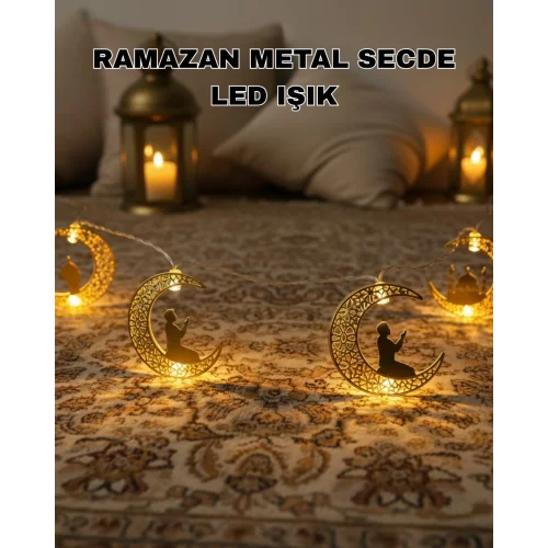 Mey İthalat® Ramazan Ay Işığı Secde Eden Adam Silüetli LED Peri Işığı