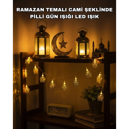 Mey İthalat® Ramazan ve Bayram Dekoratif LED Işık Cami Figürlü Sıcak Sarı Aydınlatma