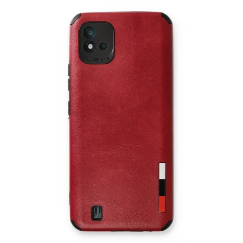 Mey İthalat®  Realme C11 2021 Kılıf Loop Deri Silikon - Kırmızı