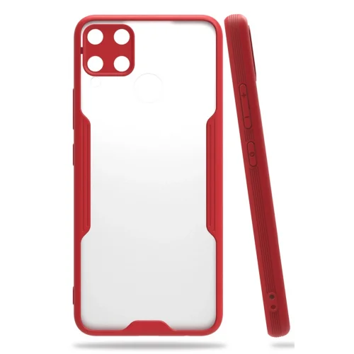 Mey İthalat®  Realme C15 Kılıf Platin Silikon - Kırmızı