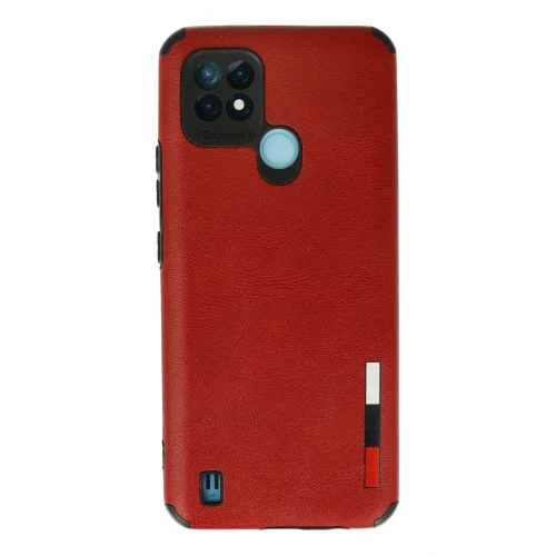 Mey İthalat®  Realme C21 Kılıf Loop Deri Silikon - Kırmızı