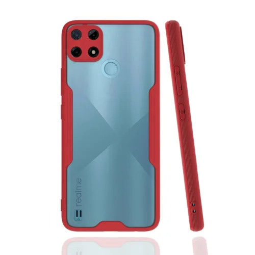 Mey İthalat®  Realme C25Y Kılıf Platin Silikon - Kırmızı